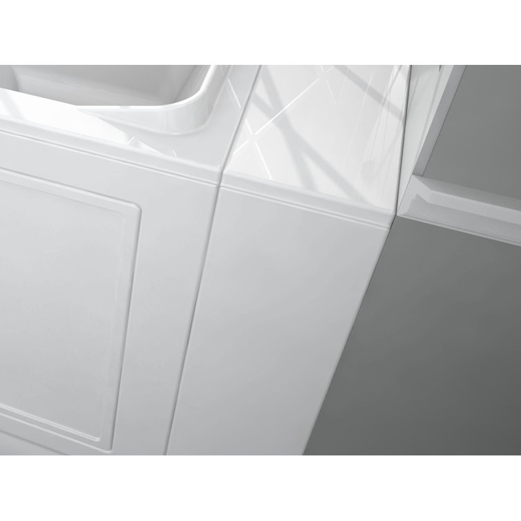 52'' x 30'' White Fiberglass Walk-In Bathtub with Chrome Faucet