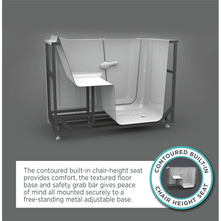 60'' White Fiberglass Walk-In Bathtub with Chrome Faucet