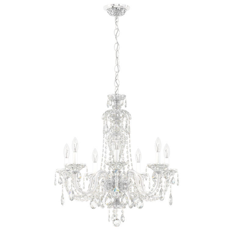 Elegant Heritage Clear Crystal 7-Light Chandelier in Polished Silver