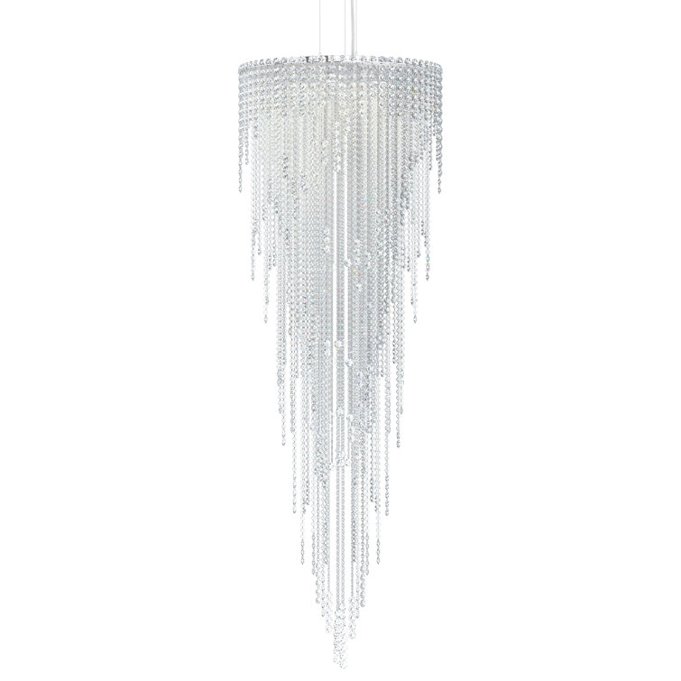 Stainless Steel 6-Light Tiered Crystal LED Chandelier