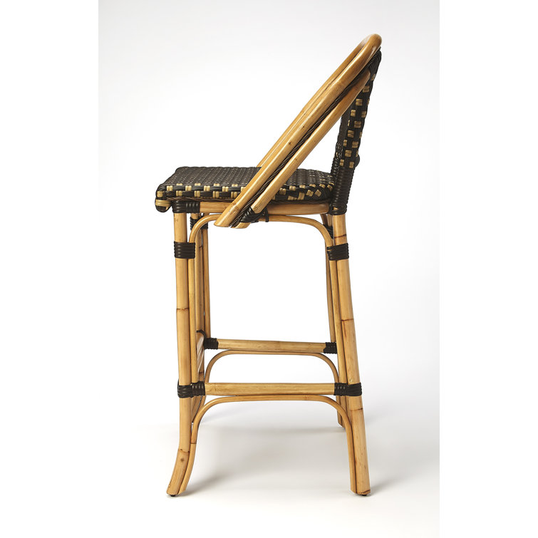 Lila Coastal Dark Brown Rattan Armless Bar Stool