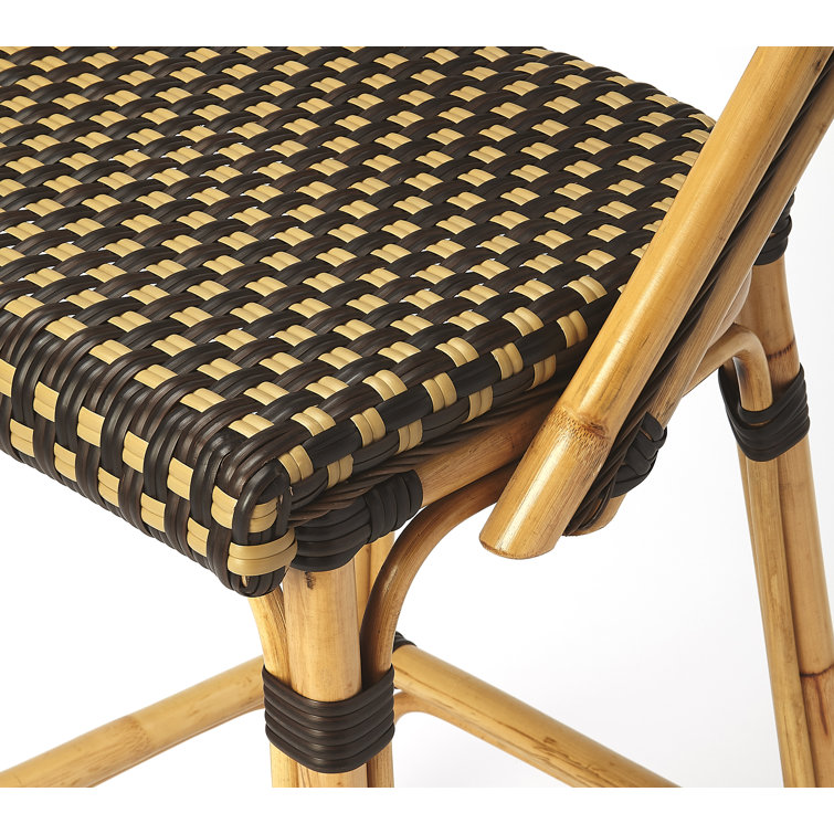 Lila Coastal Dark Brown Rattan Armless Bar Stool