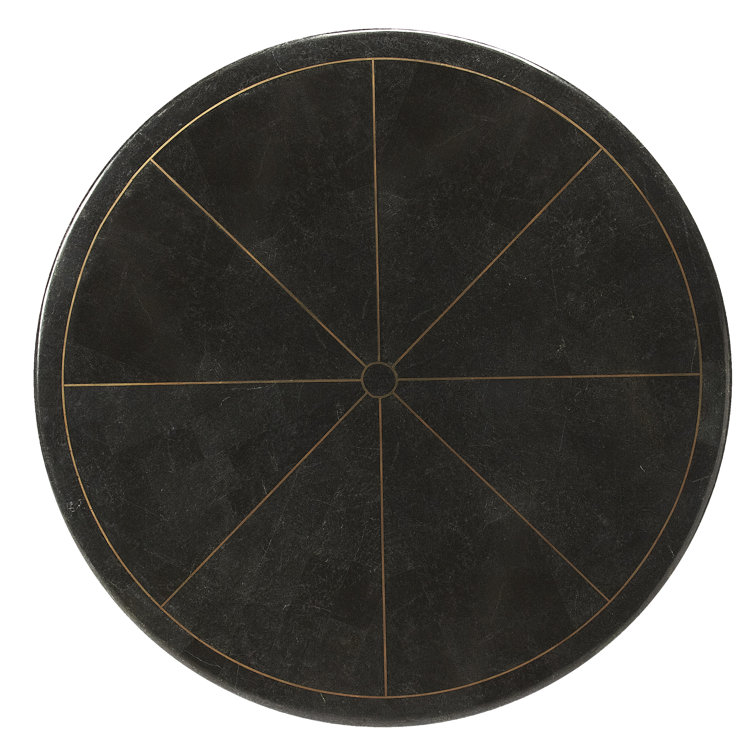 Triangular Black Fossil Stone & Silver Metal Coffee Table