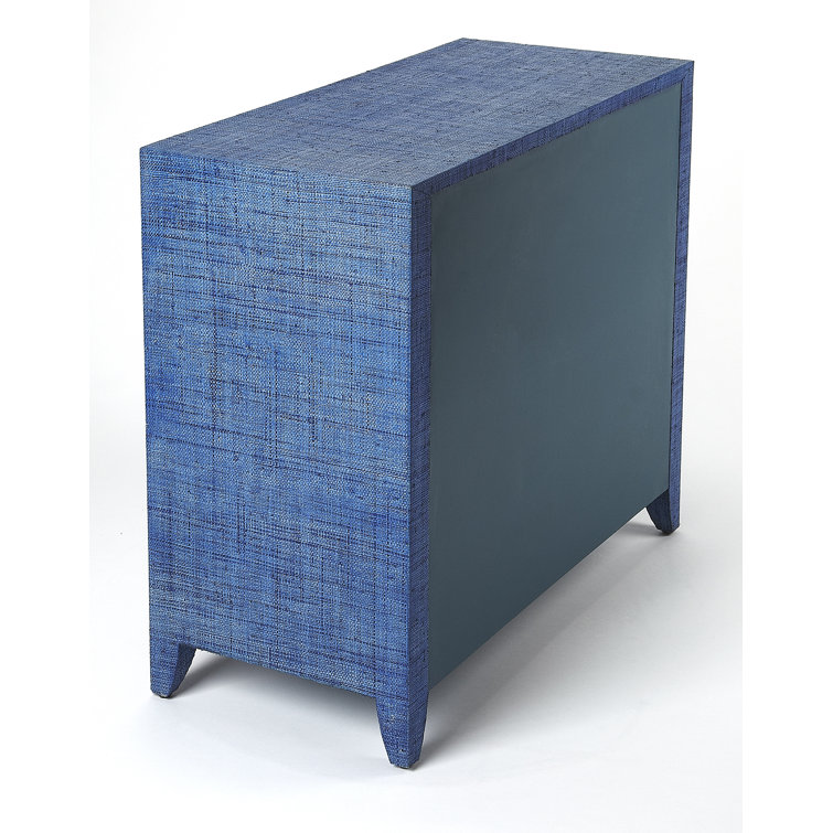 Amelle Ocean Blue Raffia 4-Drawer Accent Chest