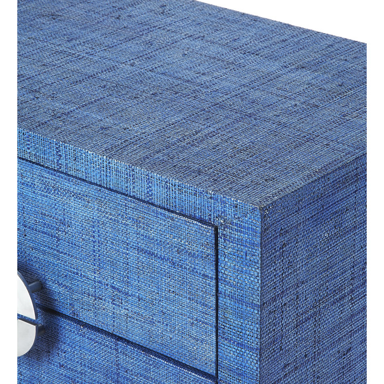 Amelle Ocean Blue Raffia 4-Drawer Accent Chest