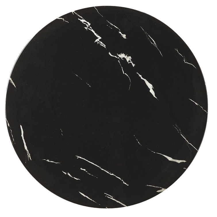 Elegant Round Black Marble & Gold Metal Side Table