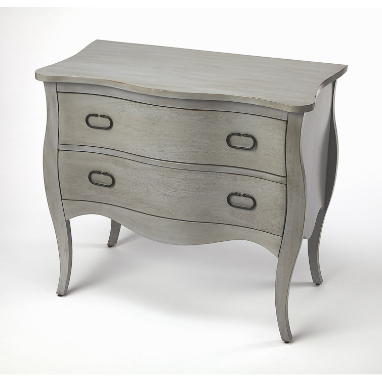 Gray Mango Wood 2-Drawer Cottage Accent Chest