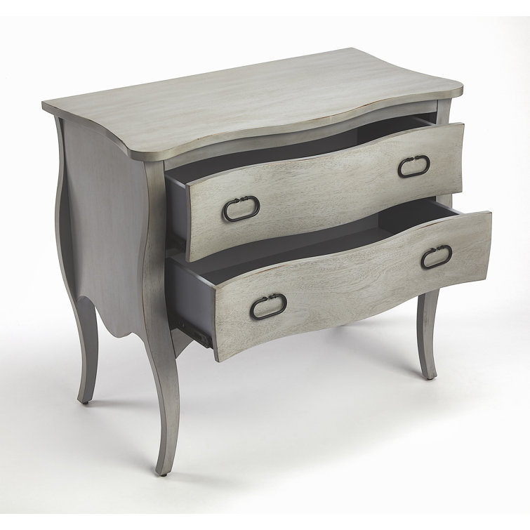 Gray Mango Wood 2-Drawer Cottage Accent Chest