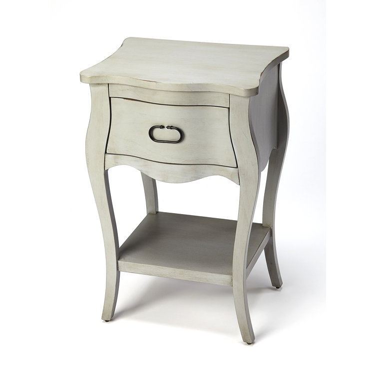 Esmerelda Mahogany Veneer Curvy 1-Drawer Nightstand with Shelf