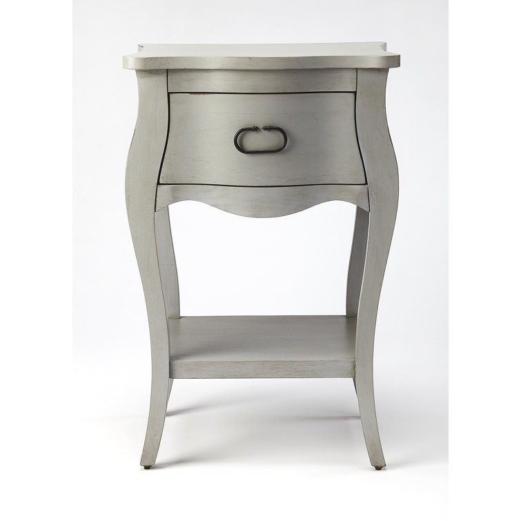 Esmerelda Mahogany Veneer Curvy 1-Drawer Nightstand with Shelf