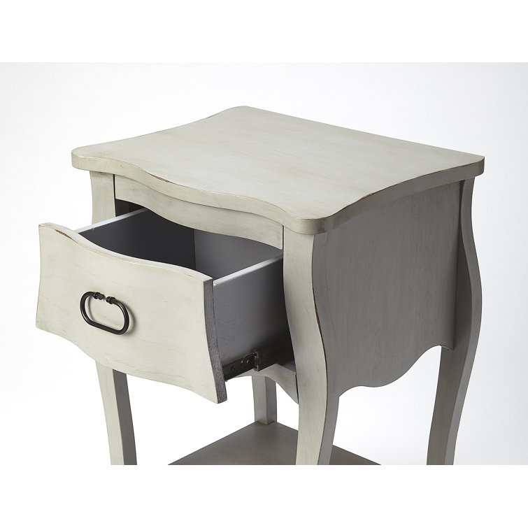 Esmerelda Mahogany Veneer Curvy 1-Drawer Nightstand with Shelf
