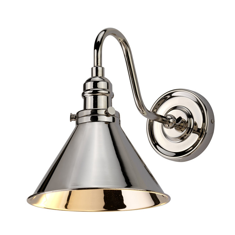 Polished Nickel Adjustable Arm Metal Cone Sconce