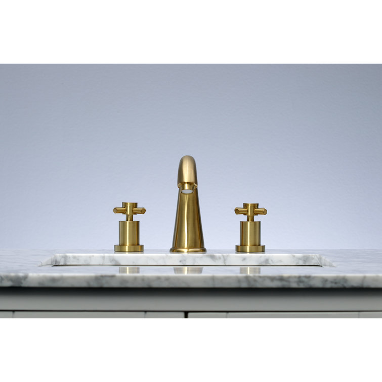 Concord Matte Black 8" Modern Widespread Bathroom Faucet with Brass Pop-Up