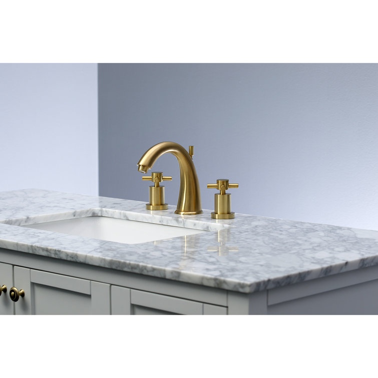Concord Matte Black 8" Modern Widespread Bathroom Faucet with Brass Pop-Up
