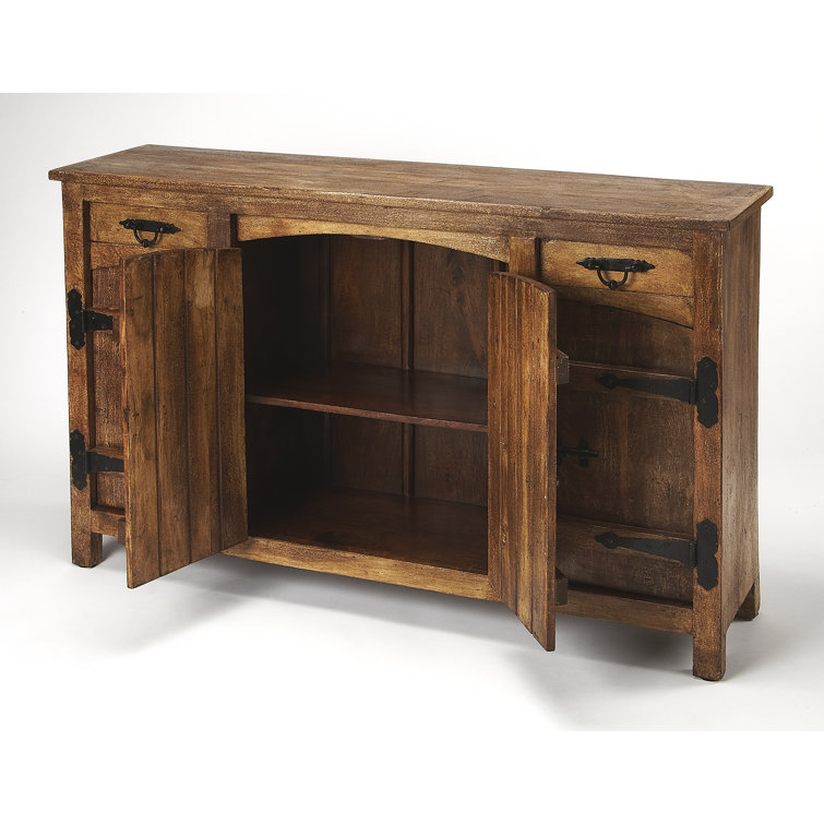 Giddings Rustic Acacia Wood Sideboard with Black Iron Hardware