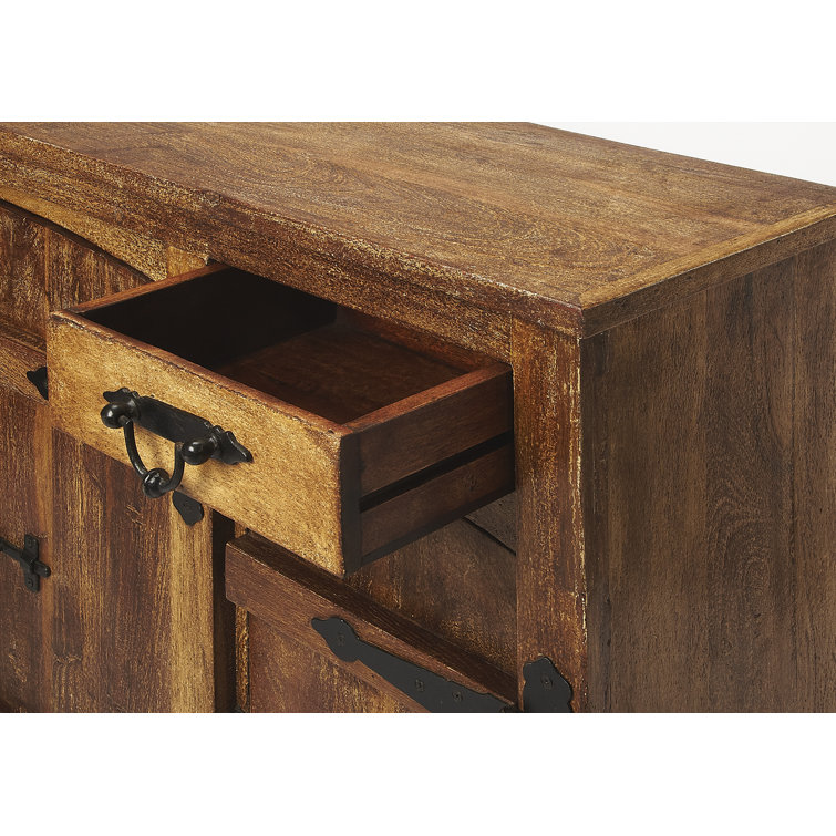 Giddings Rustic Acacia Wood Sideboard with Black Iron Hardware