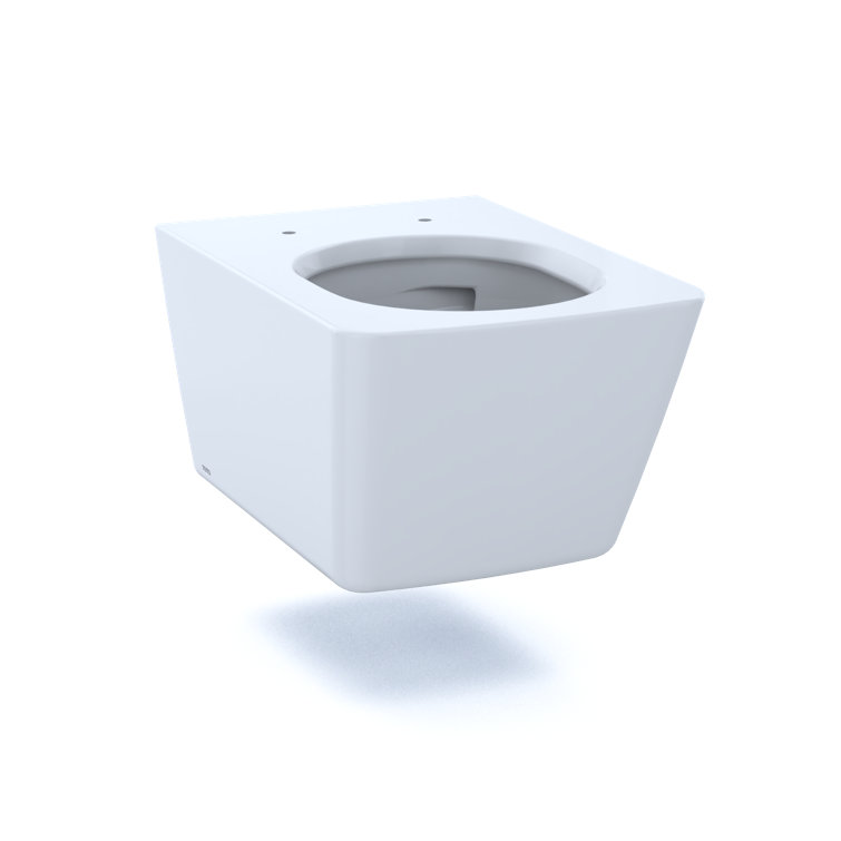 White Modern Wall-Mounted Dual Flush Toilet