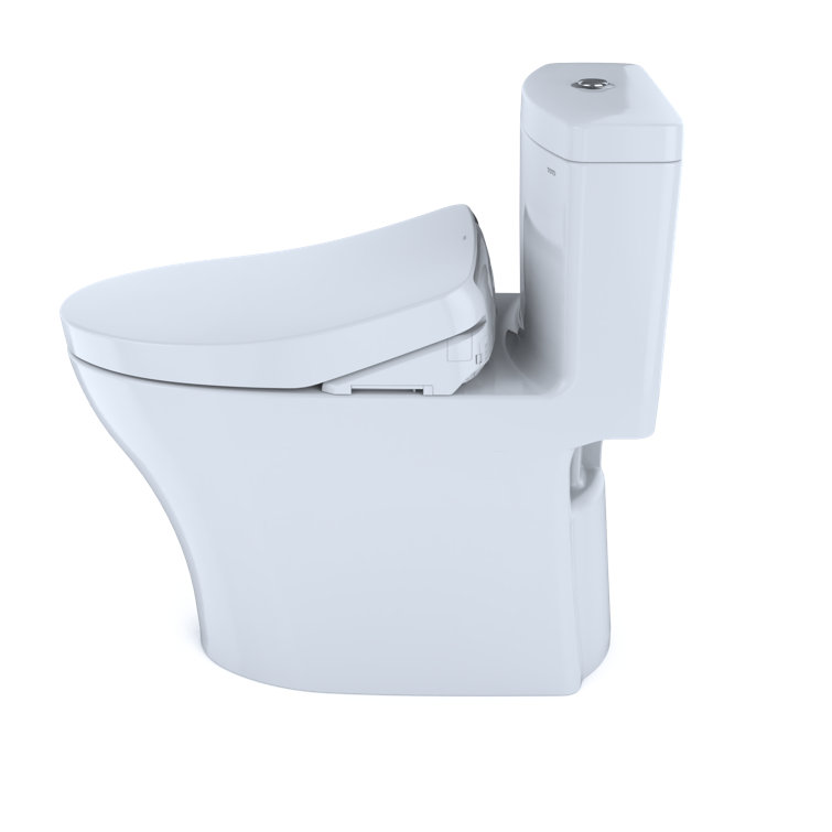 Elongated White Ceramic Dual Flush High Efficiency Toilet with Bidet
