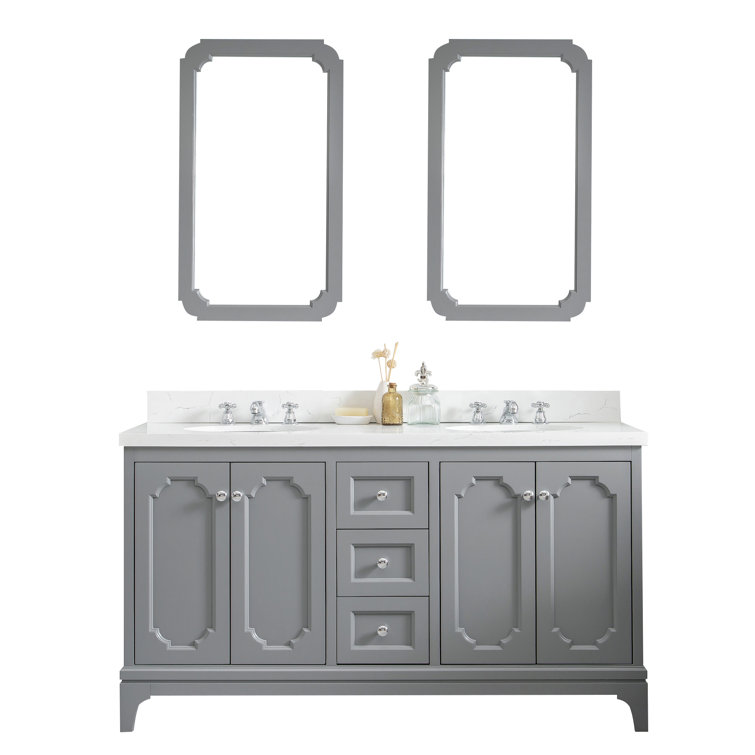 Queen 60" Cashmere Grey Double Sink Vanity with Quartz Top