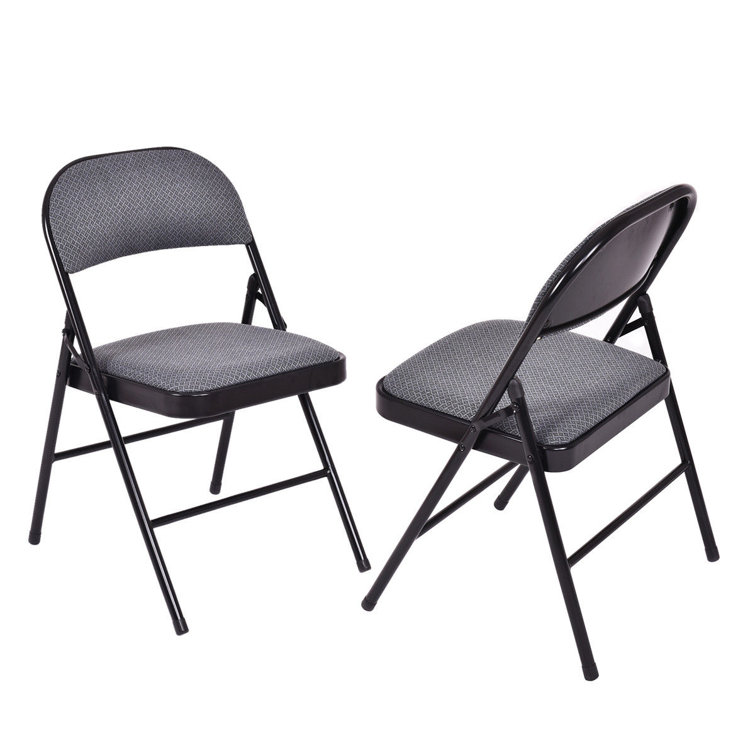 Black Ergonomic Fabric Padded Folding Chair Set