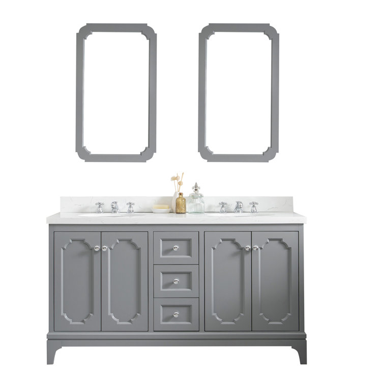 Queen 60" Cashmere Grey Double Sink Vanity with Quartz Top