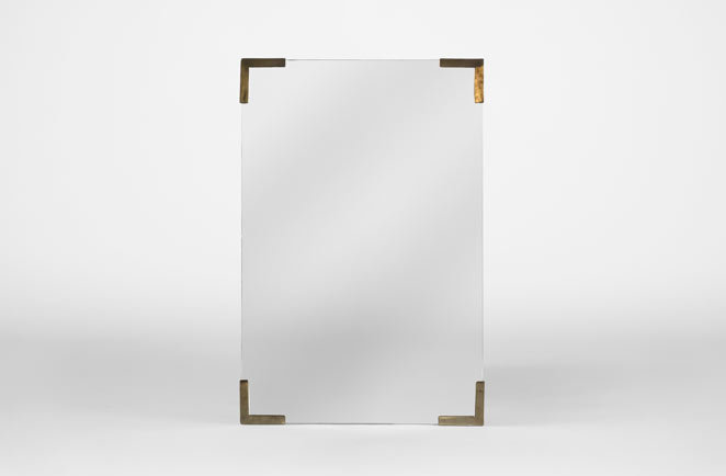 Large Rectangular Brown Metal Wall Mirror