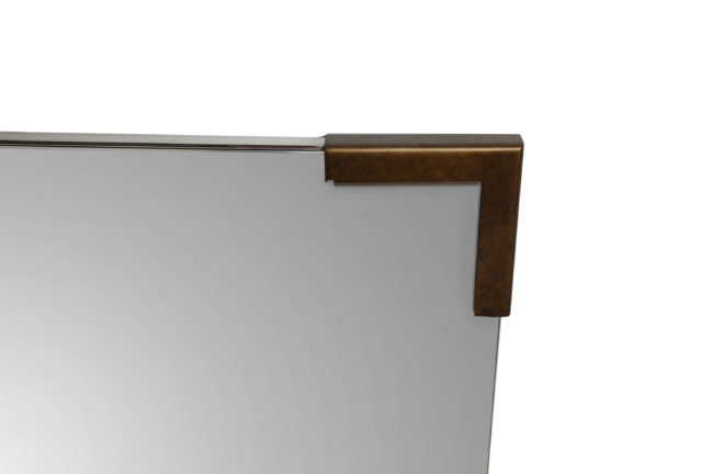Large Rectangular Brown Metal Wall Mirror