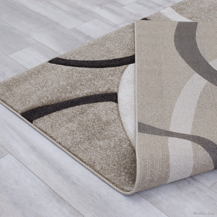 Champagne Abstract Rectangular Synthetic Stain-Resistant Rug 5' x 7'