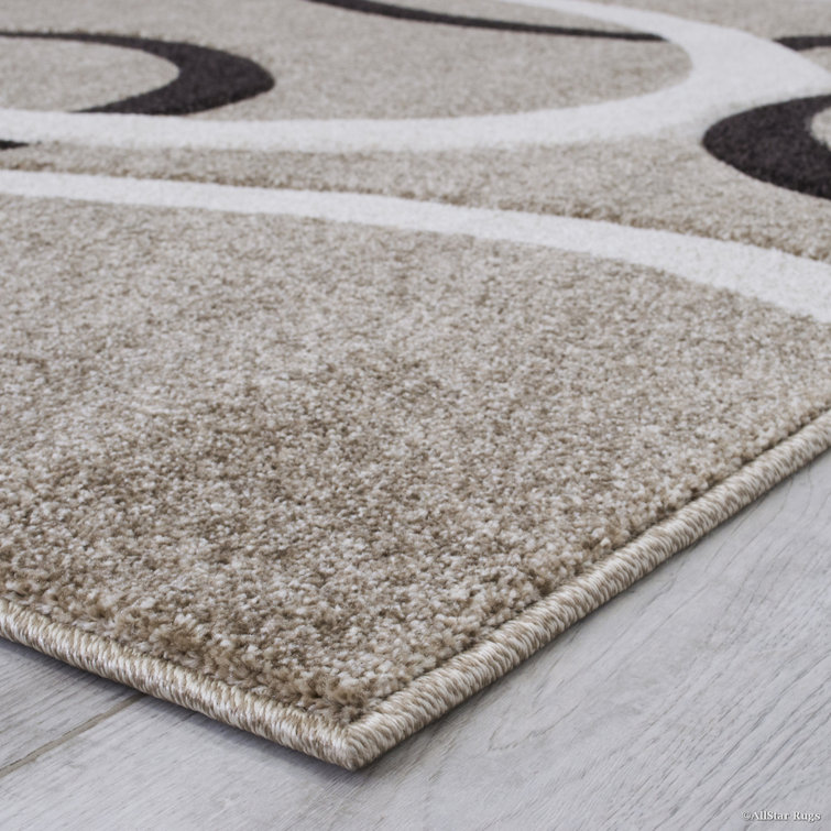 Champagne Abstract Rectangular Synthetic Stain-Resistant Rug 5' x 7'