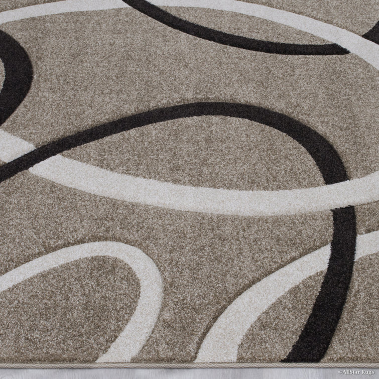 Champagne Abstract Rectangular Synthetic Stain-Resistant Rug 5' x 7'