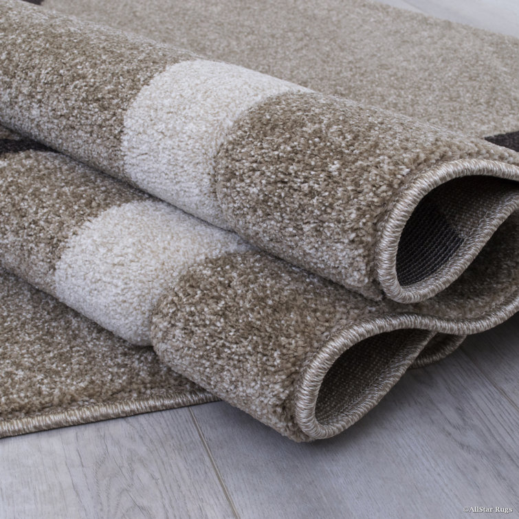 Champagne Abstract Rectangular Synthetic Stain-Resistant Rug 5' x 7'