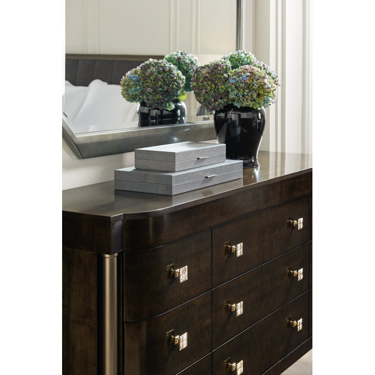 White and Gray Transitional 72" 9-Drawer Dresser with Soft Close