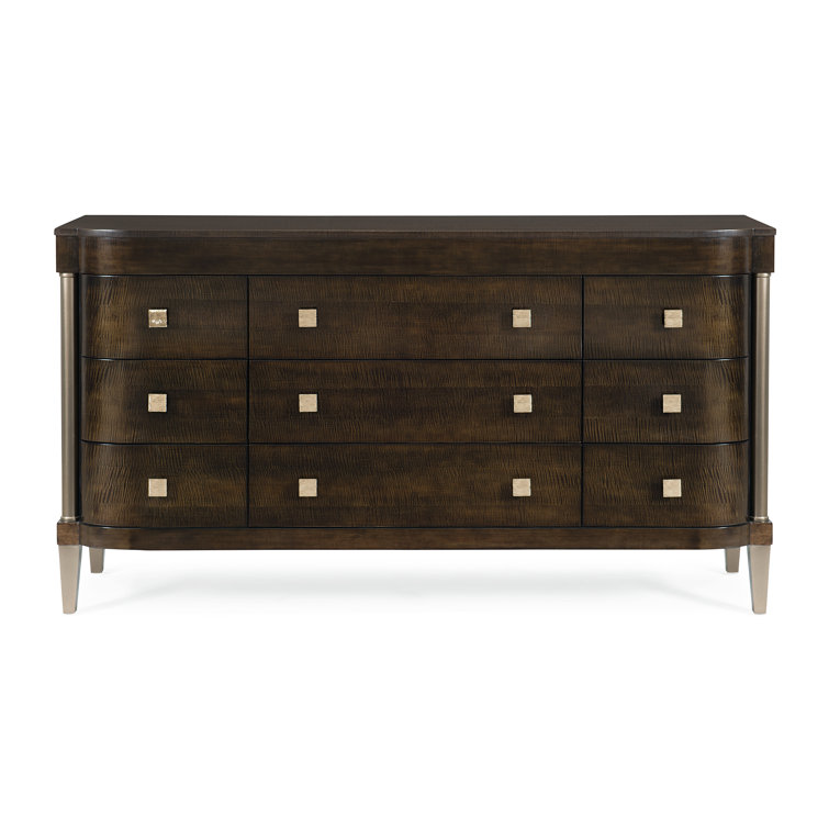 White and Gray Transitional 72" 9-Drawer Dresser with Soft Close