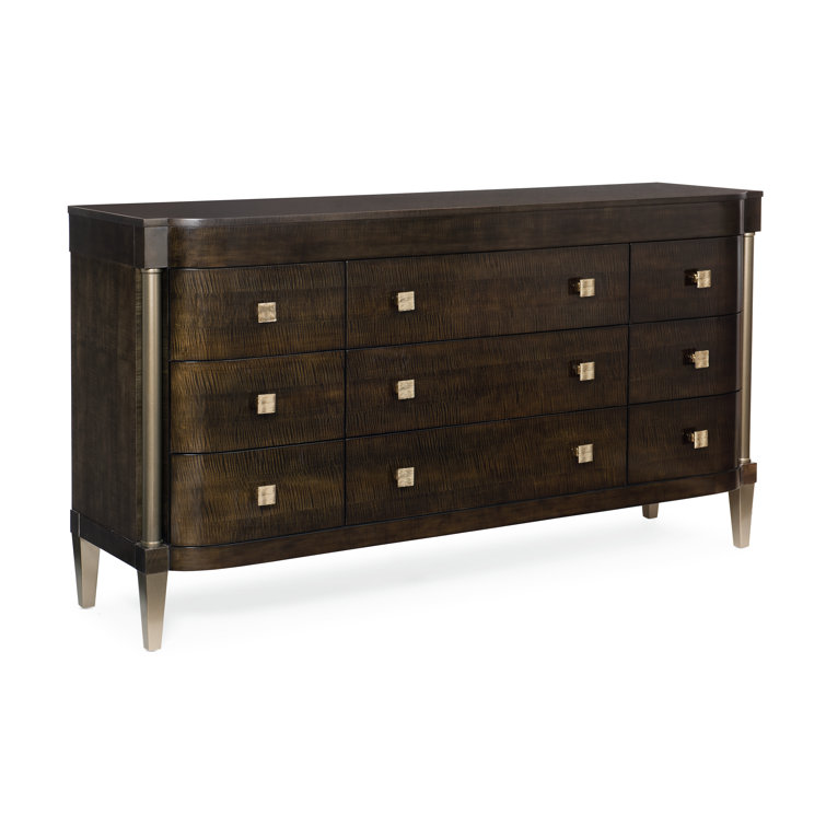 White and Gray Transitional 72" 9-Drawer Dresser with Soft Close