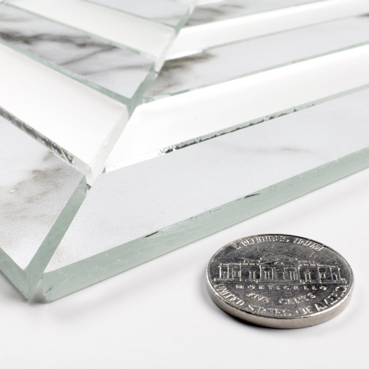 Bianco Carrara White Glass Herringbone Mosaic Tile