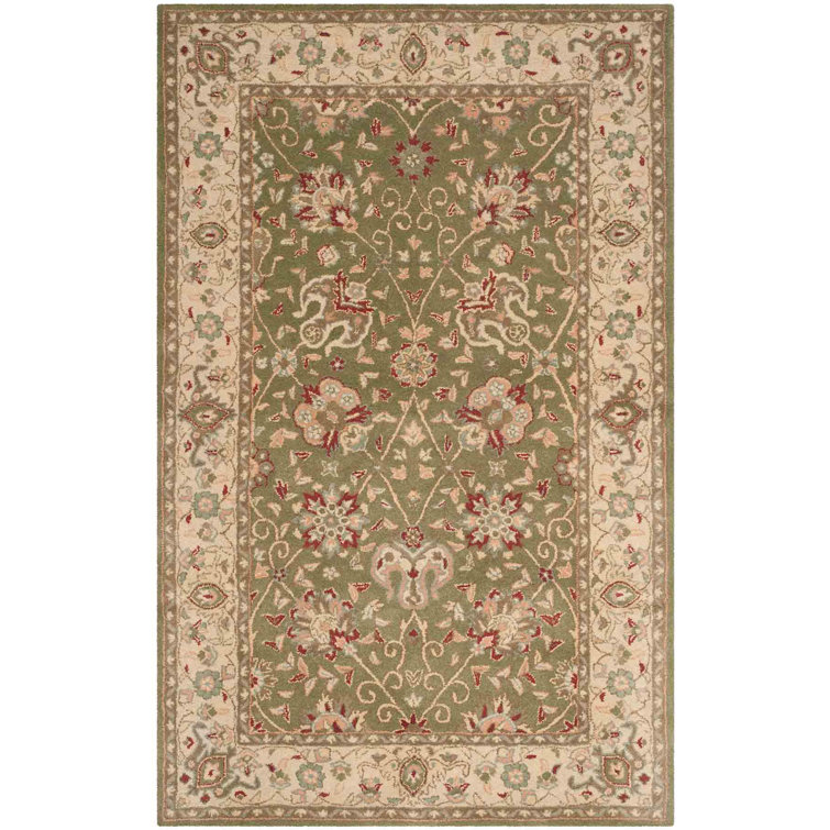 Sage and Beige Hand Tufted Wool Area Rug