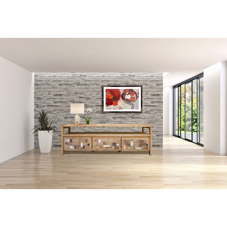 Chic Teak Mosaic 70" Reclaimed Teak TV Stand with Storage