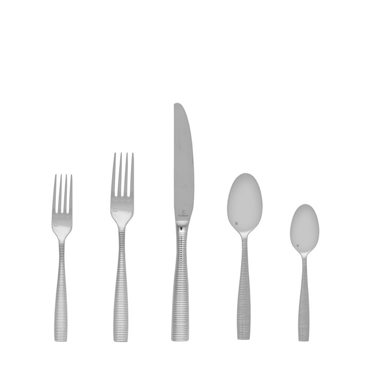 Polished Stainless Steel 5-Piece Flatware Set for One