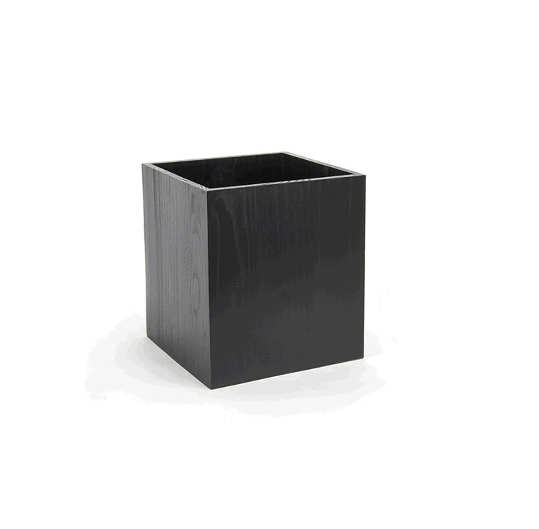 Matte Black Bamboo Square Waste Basket 7.75 qt