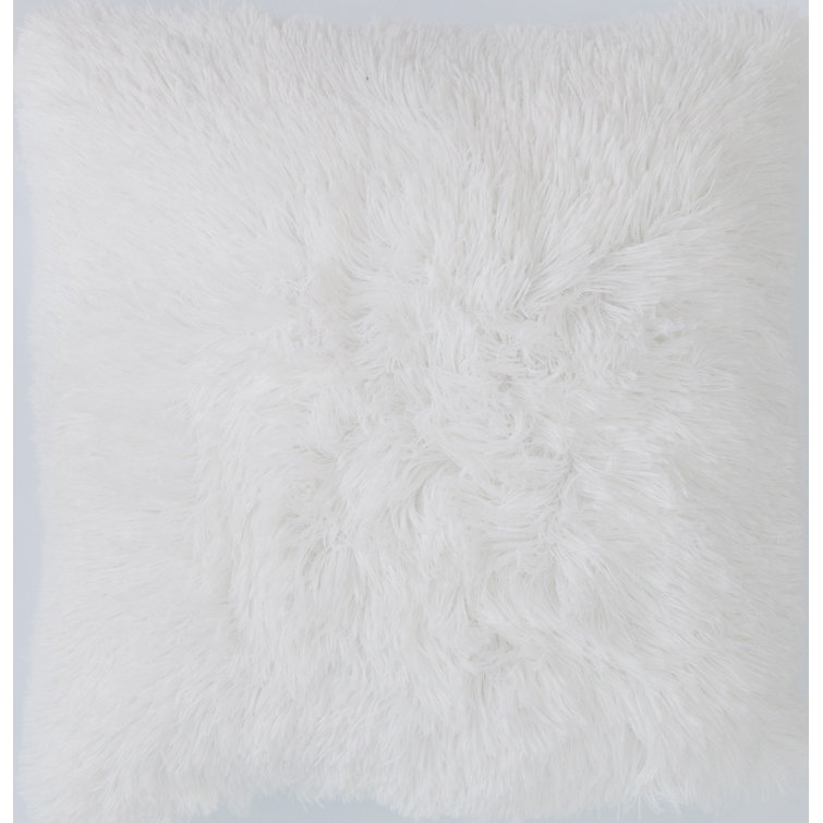 Taupe Faux Fur Shaggy Throw Pillows Set of 2