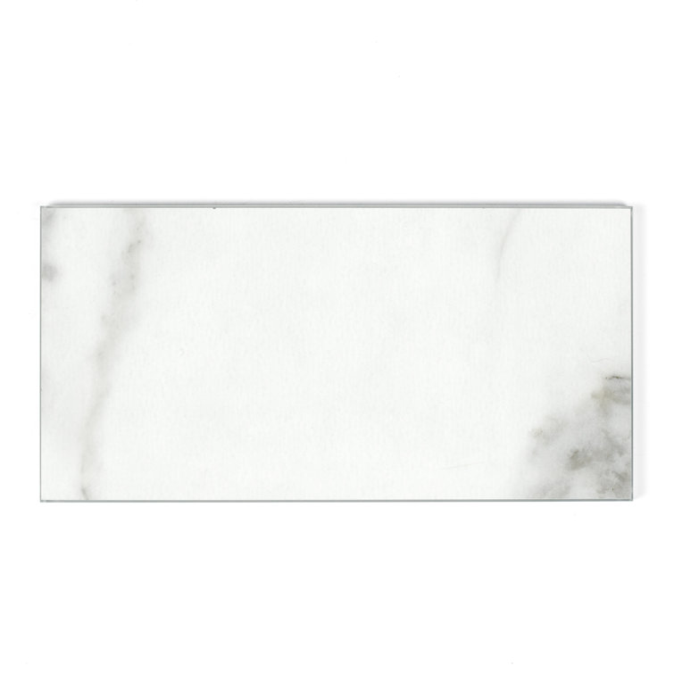 Bianco Carrara White Honed Marble Look Glass Wall Tile