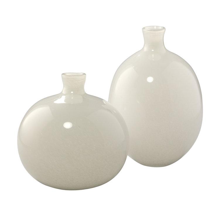 Elegant White Glass Decorative Table Vases Set