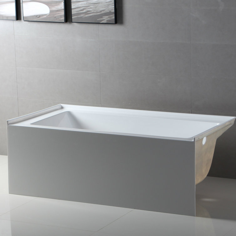 Glossy White Acrylic Alcove Soaking Bathtub with Apron Front