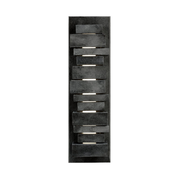 Dimmable Dark Weathered Zinc Rectangular LED Sconce with White Glass