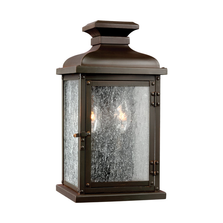 Dark Weathered Zinc Outdoor Wall Sconce with Clear Seeded Glass