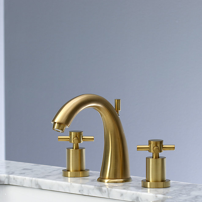 Concord Matte Black 8" Modern Widespread Bathroom Faucet with Brass Pop-Up