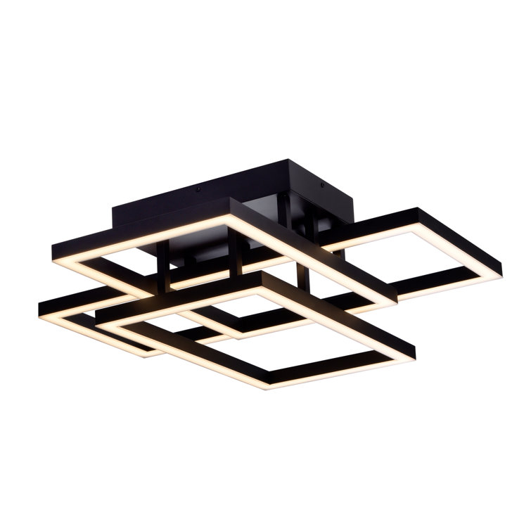 Radium 28" Black Aluminum Integrated LED Semi-Flush Ceiling Light