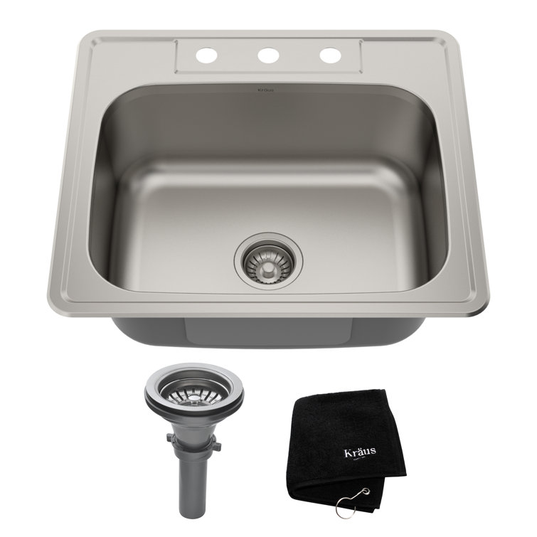 25-Inch Stainless Steel Single Bowl Drop-In Kitchen Sink