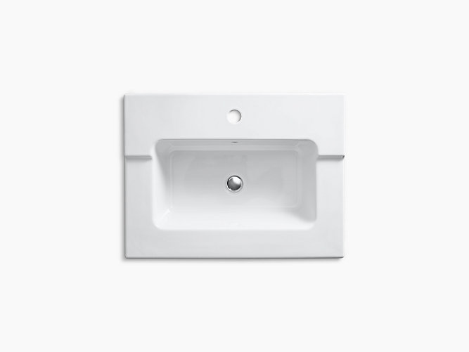 White Ceramic Vanity-Top Bathroom Sink with Single Faucet Hole