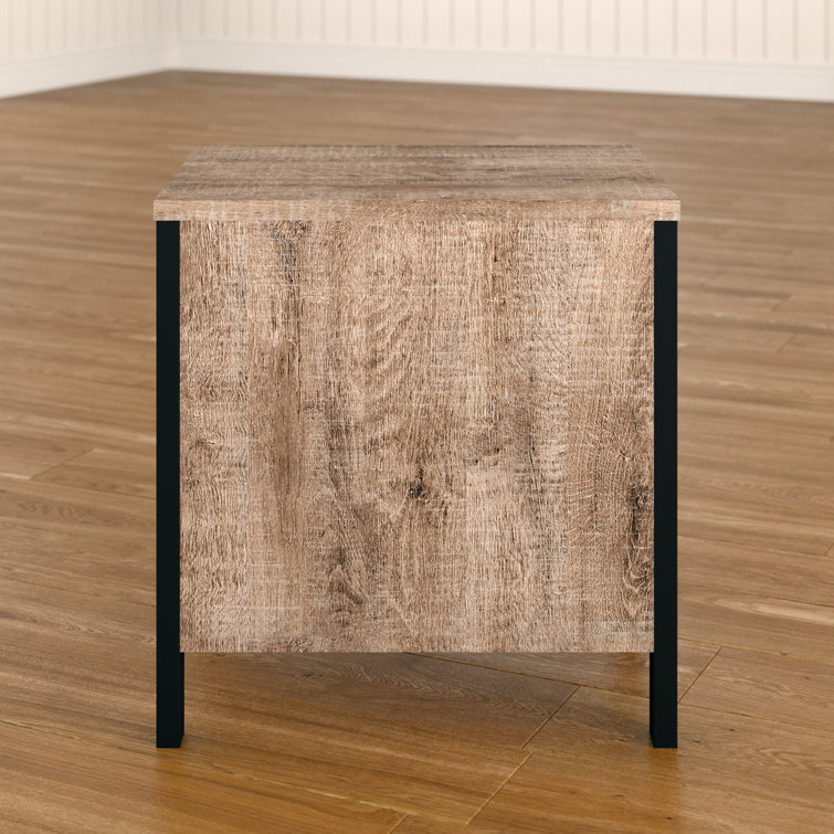 Munich Weathered Oak and Matte Black 2-Drawer Nightstand
